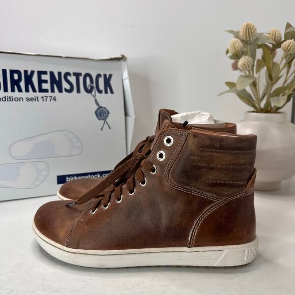 Birkenstock Bartlett Leather High Top Shoes Brown 045343 Women 5/Men 3 Tried On - Picture 3 of 10